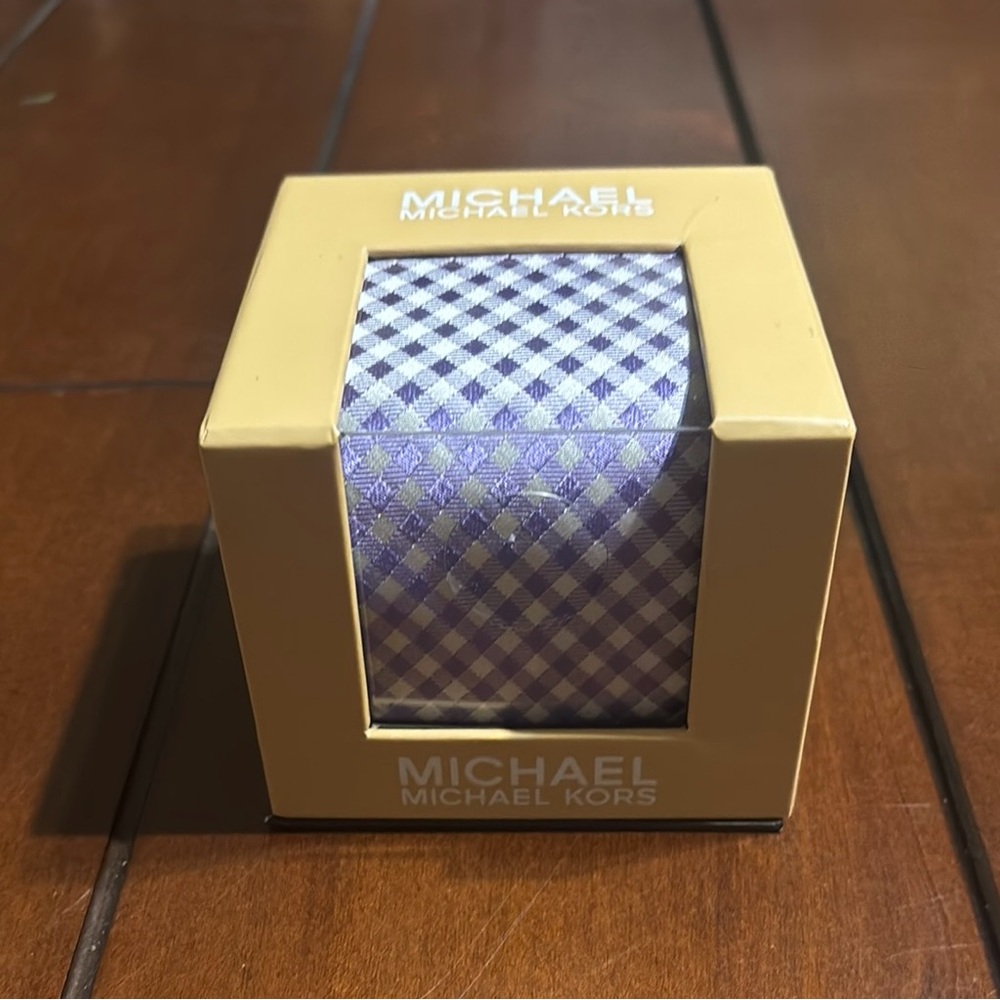 Michael Kors Lavender and White Checkered Tie New In Box